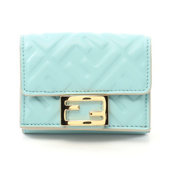 Fendi Tri Baguette Blue Wallet Leather - Picture 1 of 6
